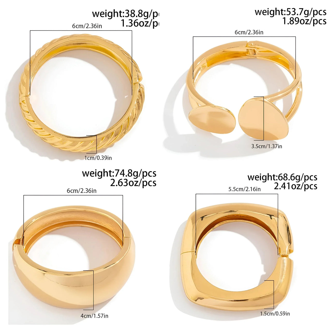 Exaggerated Women's Gold Chunky Bangles Arm Bracelet Women's Jewelry, Drestiny, Bracelets, Gold, United States, USA, Canada, Gender_Women, Australia, New Zealand, United Kingdom, UK, Gold Bangle Bracelets for Women, Chunky gold cuff braeclet, Thick Gold Bangle, Gold Stacking Bangles, shopdrestiny.com