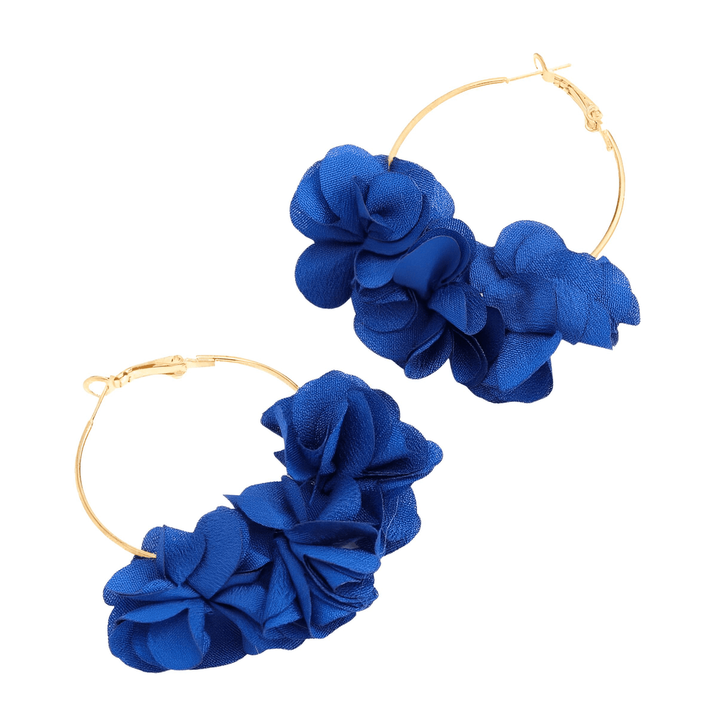 Blue Flower Petal Drop Earrings