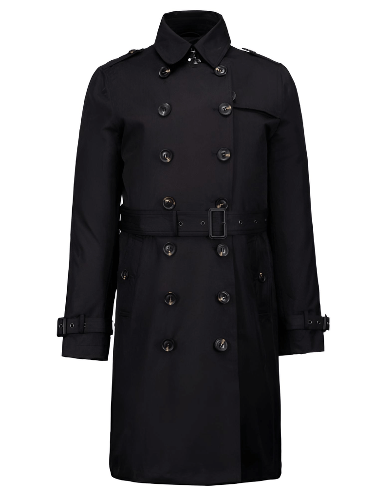 Fashion Double Breasted Women's Black Trench Coat