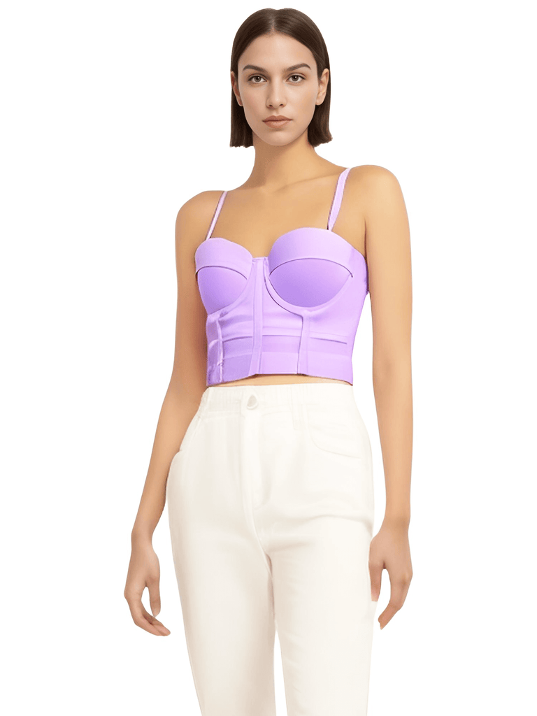 Unleash your inner fashionista with these trendy Fashion Light Purple Push Up Corset Crop Tops for Women. Shop at Drestiny now to enjoy free shipping and let us take care of the tax. Don't miss out on savings of up to 50% off!