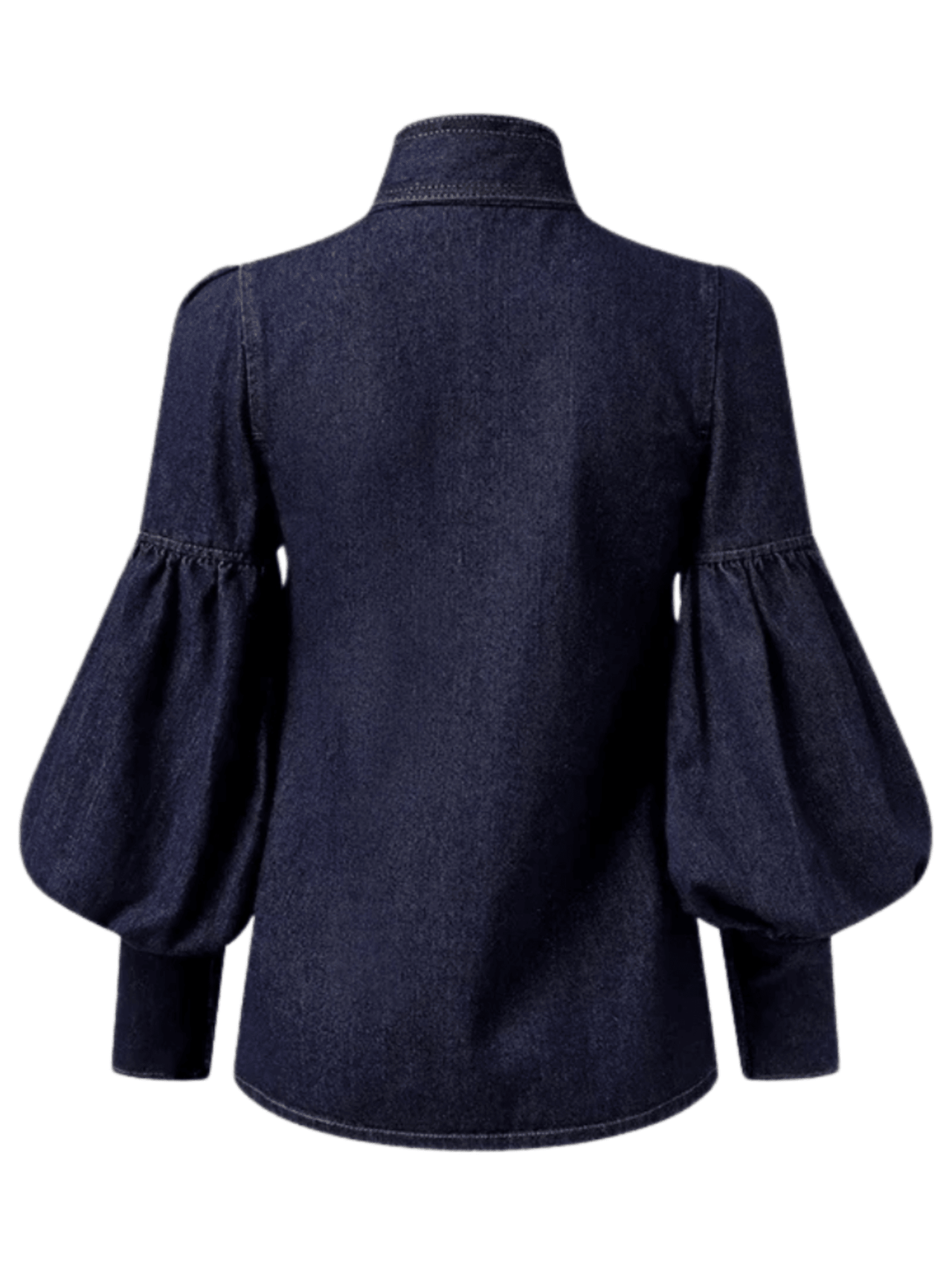 Fashion Blouse Women's Denim Puff Sleeve Tops For Urban Lady High Neck Shirts Tops Women -, Blouses , Drestiny , 10, 12, 14, 16, 4, 6, 8, Australia, Blouses, Casual Shirts, Dark Blue, Dress Shirts, FR, Grey, L, Light Blue, Long Sleeves, M, New Zealand, S, United Kingdom, United States, XL, XXL, XXXL , Drestiny , www.shopdrestiny.com