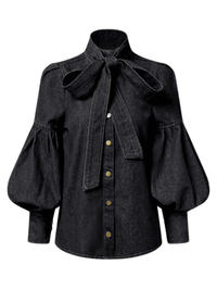 Thumbnail for Fashion Blouse Women's Denim Puff Sleeve Tops For Urban Lady High Neck Shirts Tops Women -, Blouses , Drestiny , 10, 12, 14, 16, 4, 6, 8, Australia, Blouses, Casual Shirts, Dark Blue, Dress Shirts, FR, Grey, L, Light Blue, Long Sleeves, M, New Zealand, S, United Kingdom, United States, XL, XXL, XXXL , Drestiny , www.shopdrestiny.com
