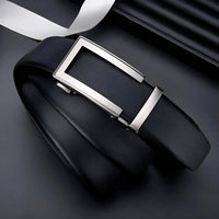 Thumbnail for Fashion Men's Genuine Leather Belts Automatic Buckle Adjustable Ratchet Belt Jeans Belt Formal Belt, Drestiny, Belts, Gender_Men, FR, Black, Silver, United States, Canada, Australia, New Zealand, United Kingdom, 110cm, 115cm, 120cm, 125cm, 130cm, shopdrestiny.com