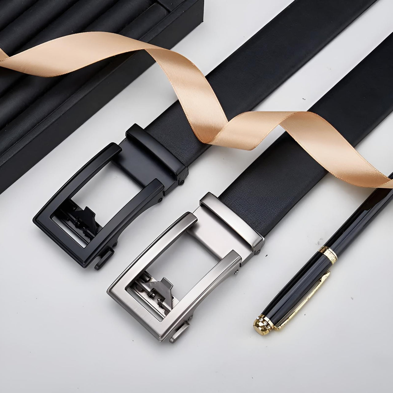 Fashion Men's Genuine Leather Belts Automatic Buckle Adjustable Ratchet Belt Jeans Belt Formal Belt, Drestiny, Belts, Gender_Men, FR, Black, Silver, United States, Canada, Australia, New Zealand, United Kingdom, 110cm, 115cm, 120cm, 125cm, 130cm, shopdrestiny.com