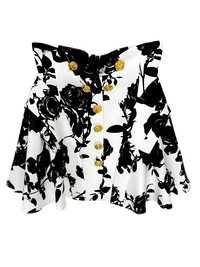 Thumbnail for Fashion Women's Metal Rose Buttons Printed Floral Black & White Mini Skirt -, Skirts , Drestiny , 10, 12, 14, 4, 6, 8, Australia, Black, Canada, L, M, New Zealand, S, Skirts, United Kingdom, United States, White, XL, XXL , Drestiny , www.shopdrestiny.com
