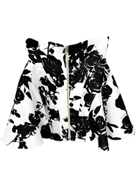 Thumbnail for Fashion Women's Metal Rose Buttons Printed Floral Black & White Mini Skirt -, Skirts , Drestiny , 10, 12, 14, 4, 6, 8, Australia, Black, Canada, L, M, New Zealand, S, Skirts, United Kingdom, United States, White, XL, XXL , Drestiny , www.shopdrestiny.com