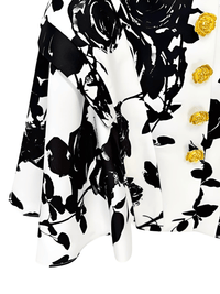 Thumbnail for Fashion Women's Metal Rose Buttons Printed Floral Black & White Mini Skirt -, Skirts , Drestiny , 10, 12, 14, 4, 6, 8, Australia, Black, Canada, L, M, New Zealand, S, Skirts, United Kingdom, United States, White, XL, XXL , Drestiny , www.shopdrestiny.com