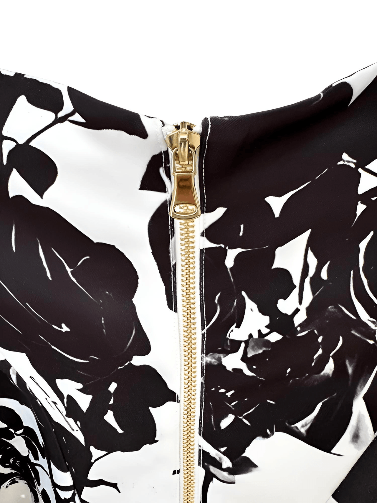 Fashion Women's Metal Rose Buttons Printed Floral Black & White Mini Skirt -, Skirts , Drestiny , 10, 12, 14, 4, 6, 8, Australia, Black, Canada, L, M, New Zealand, S, Skirts, United Kingdom, United States, White, XL, XXL , Drestiny , www.shopdrestiny.com