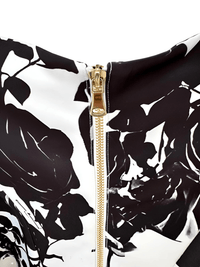Thumbnail for Fashion Women's Metal Rose Buttons Printed Floral Black & White Mini Skirt -, Skirts , Drestiny , 10, 12, 14, 4, 6, 8, Australia, Black, Canada, L, M, New Zealand, S, Skirts, United Kingdom, United States, White, XL, XXL , Drestiny , www.shopdrestiny.com