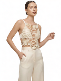 Thumbnail for Fashion Women's Pearl Beaded Top Pearl Bra Top Ladies Party Female Elegant Beaded Vest Tops