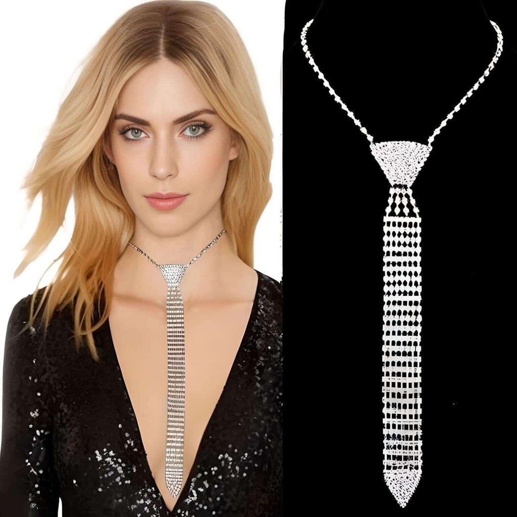 Drestiny-Fashionable and Elegant Rhinestone Necktie Necklaces For Women