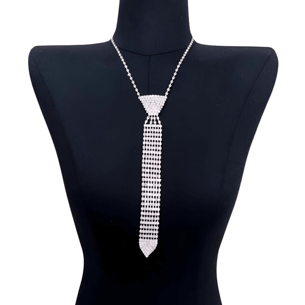 Fashionable and Elegant Rhinestone Necktie Silver Necklaces For Women