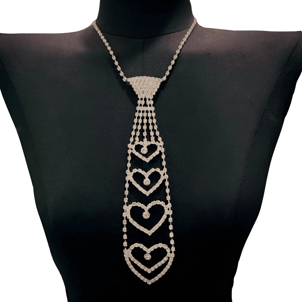 Fashionable and Elegant Rhinestone Necktie Gold Heart Necklaces For Women