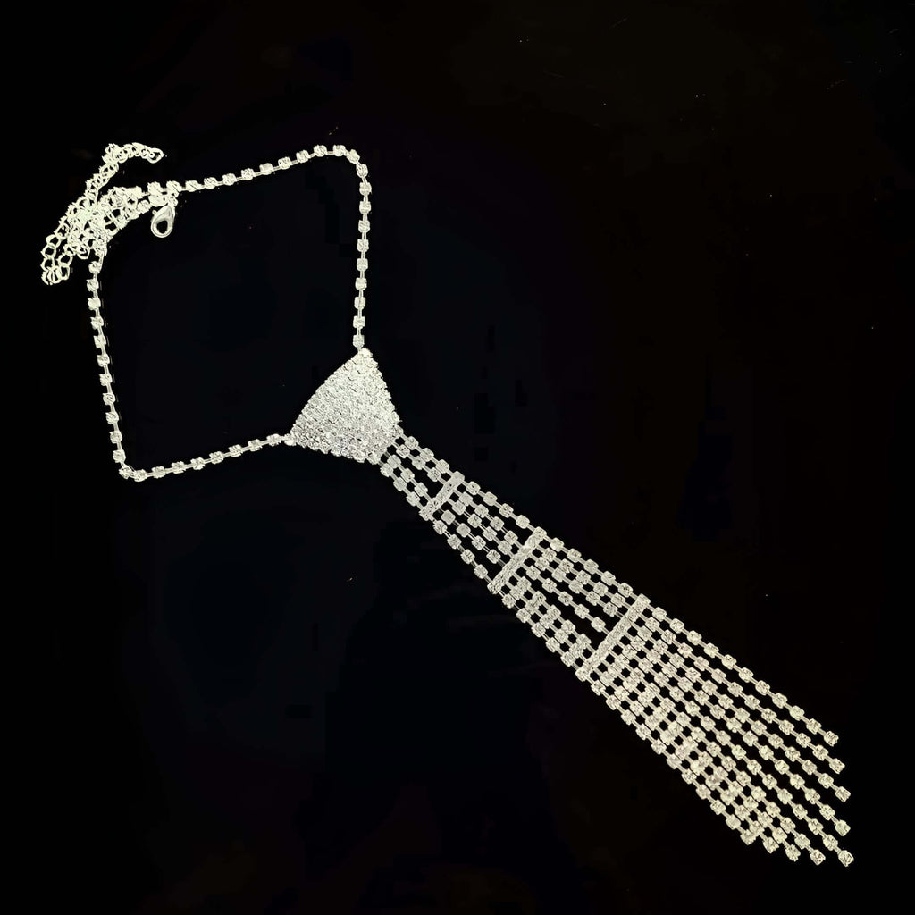 Fashionable and Elegant Rhinestone Necktie Necklaces For Women