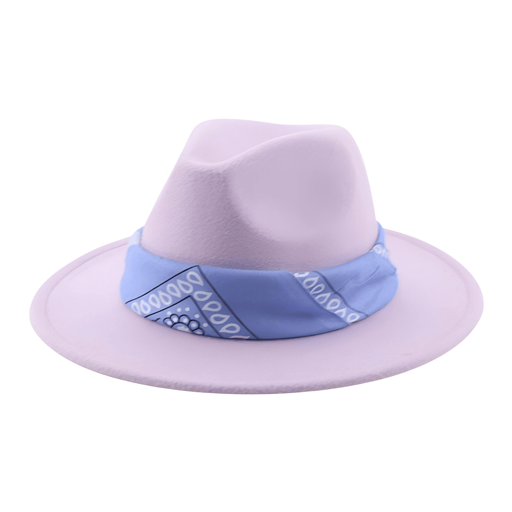 Lavender Fedora Hat With Decorative Bandana