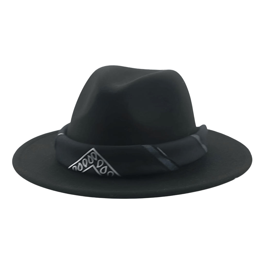 Black Fedora Hat With Decorative Bandana