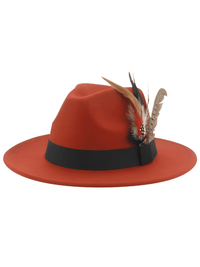 Thumbnail for Fedora With Feather Band Detailing For Men & Women -, Fedora , Drestiny , Army Green, Australia, Black, Blue, Canada, Chocolate, Dark Blue, Dark Brown, Dark Green, Dark Orange, Deep Pink, Gender_Men, Gender_Women, Green, Hats, Khaki, Lavender, Light Blue, Light Green, Light Purple, New Zealand, Olive Green, Orange, Pink, Purple, Tomato, United Kingdom, United States, White, Wine Red, Yellow , Drestiny , www.shopdrestiny.com