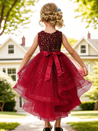 Thumbnail for Flower Girl's Trailing Sequin Dress Baby Wedding Christmas Party Trailing Dress Teenager Children Kids Elegant Dress for 3-15Years, Drestiny, Dresses, Midi Dresses, Sleeveless, United States, USA, Canada, Australia, New Zealand, United Kingdom, UK, 3-4T, 5T, 6-7T, 8Y, 9-10Y, 11-12Y, 13-14Y, Gold, Wine Red, Sky Blue, Purple, Pink, White, Navy, girls' flower girl dresses, girls' formal trailing dresses, shopdrestiny.com
