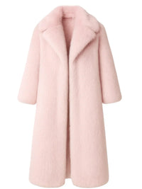 Thumbnail for Long light pink fur coat on a white background