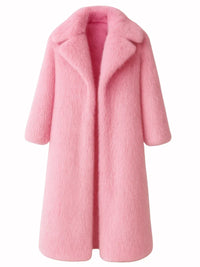 Thumbnail for Women's long pink fur coat on a white background