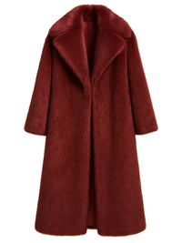 Thumbnail for Long wine red fur coat on a white background