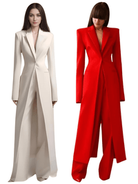 Thumbnail for Formal Women's Pantsuit Set -, Pant Suits , Drestiny , 10, 12, 14, 14W, 16, 16W, 18W, 2, 20W, 22W, 24M, 26W, 4, 6, 8, Australia, Blazers, Canada, Dress Pants, Jackets, Long Sleeves, New Zealand, Off White, Pant Sets, Pant Suits, Red, Sets, United Kingdom, United States, White , Drestiny , www.shopdrestiny.com