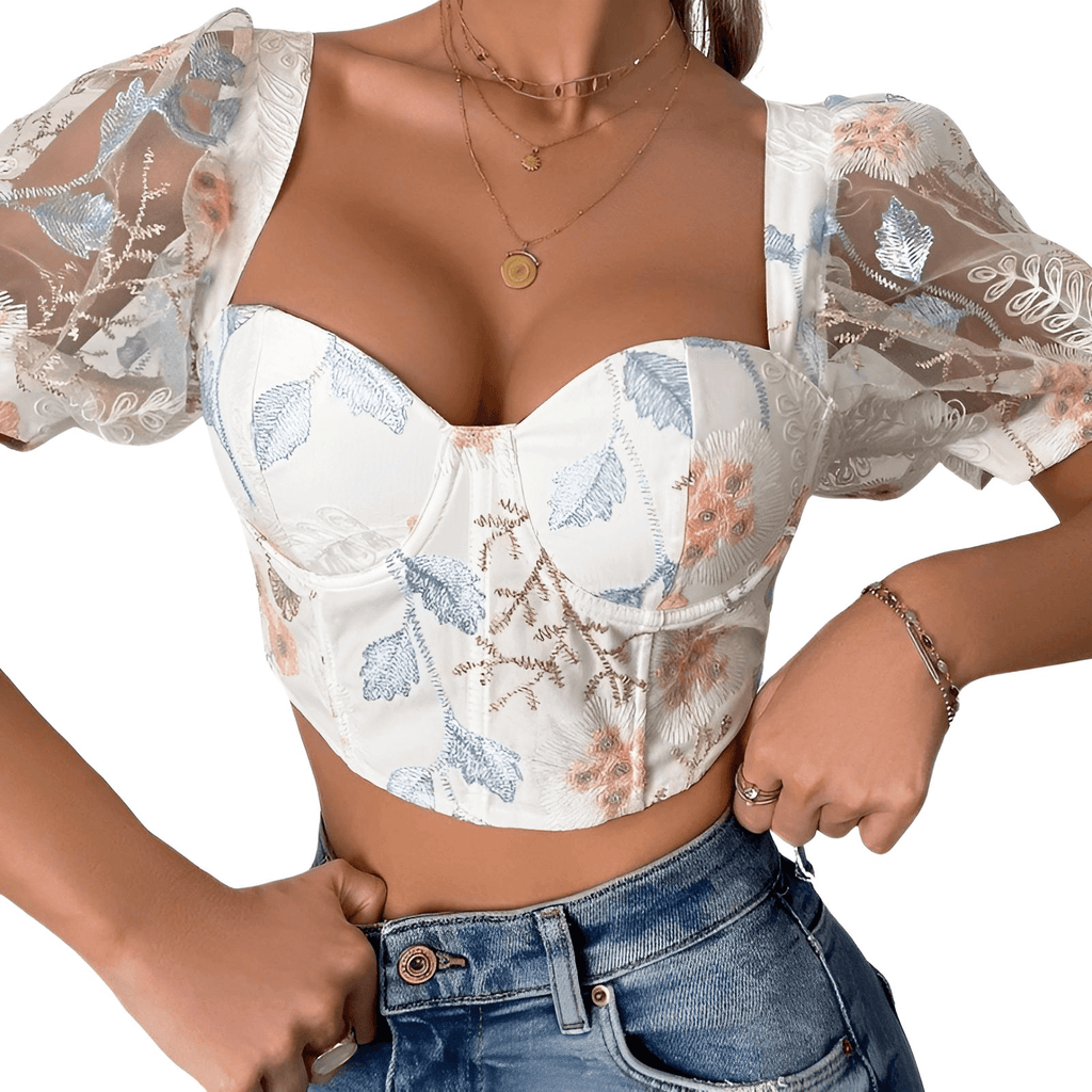 Elevate your summer style with this white French-inspired sexy corset top at Drestiny. Shop now for up to 50% off, plus free shipping and tax covered!