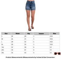 Thumbnail for Full Size High Rise Tummy Control Plus Size Denim Shorts, Drestiny, Blue, Medium Blue, Shorts, Jean Shorts, Plus Size Jean Shorts, S, M, L, XL, 1XL, 2XL, 3XL, United States, USA, Plus size tummy control denim shorts, High waisted plus size denim shorts tummy control, Plus size shaping denim shorts, Plus size denim bermuda shorts tummy control, Curvy fit tummy control denim shorts, shopdrestiny.com