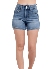 Thumbnail for Full Size High Rise Tummy Control Plus Size Denim Shorts, Drestiny, Blue, Medium Blue, Shorts, Jean Shorts, Plus Size Jean Shorts, S, M, L, XL, 1XL, 2XL, 3XL, United States, USA, Plus size tummy control denim shorts, High waisted plus size denim shorts tummy control, Plus size shaping denim shorts, Plus size denim bermuda shorts tummy control, Curvy fit tummy control denim shorts, shopdrestiny.com
