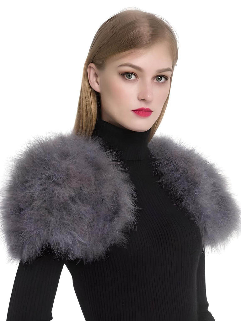 Genuine Ostrich Feather Fur Shawl Grey Shrugs For Women