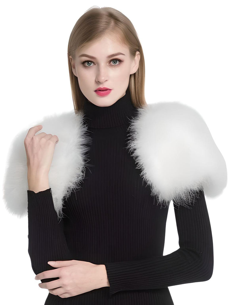 Genuine Ostrich Feather Fur Shawl White Shrugs For Women
