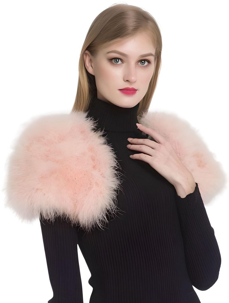 Genuine Ostrich Feather Fur Shawl Pink Shrugs For Women