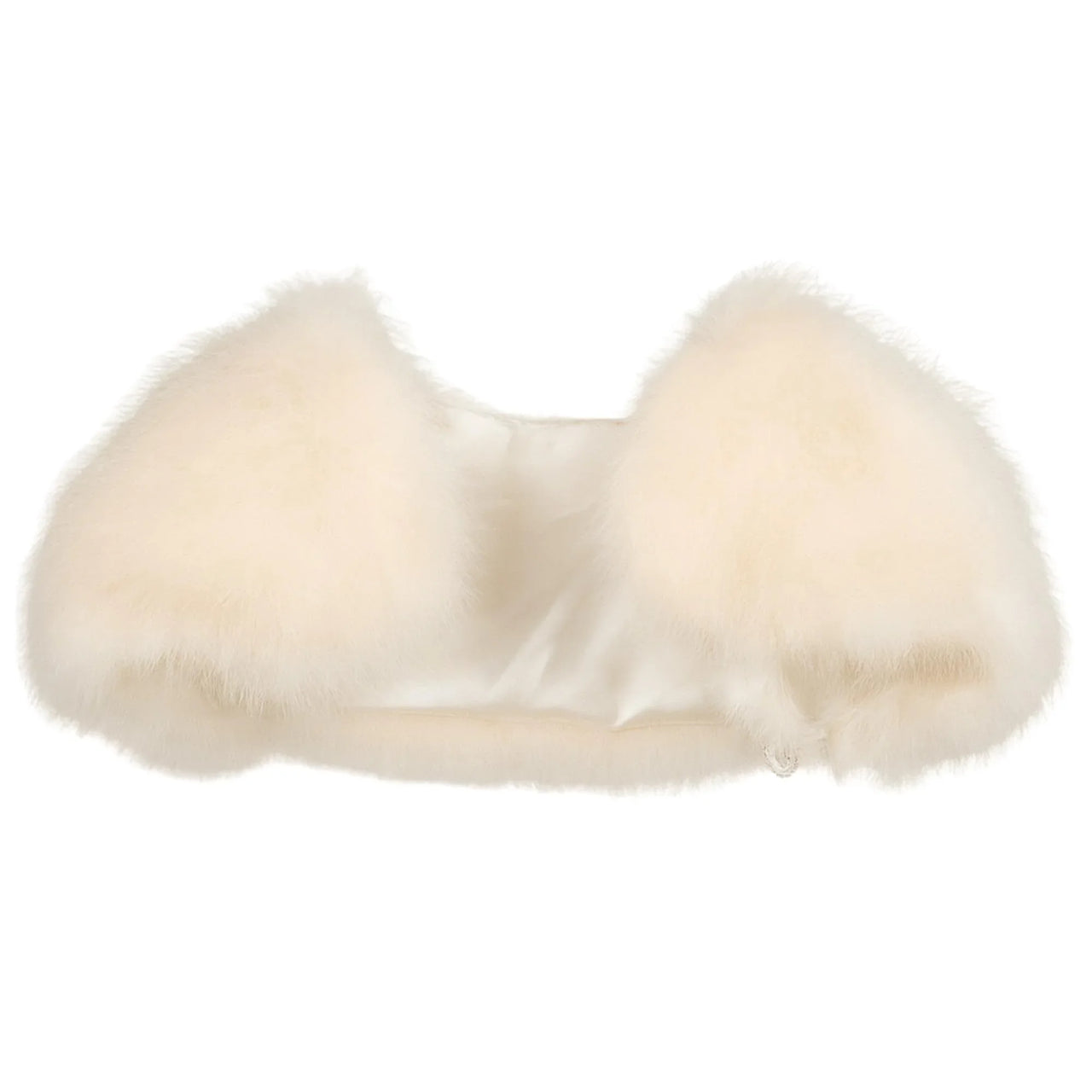 Beige real ostrich feather shawl on a white background