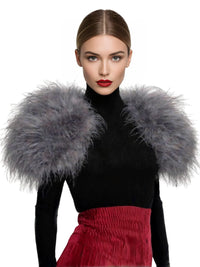 Thumbnail for Genuine Ostrich Feather Fur Shawl Shrugs For Women