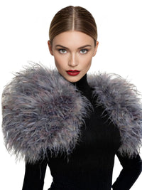 Thumbnail for Genuine Ostrich Feather Fur Shawl Shrugs For Women