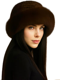 Thumbnail for Genuine Real Natural Knitted Mink Fur Hat Cap Luxury Women's Knit Fashion Winter Headwear Warm Real Fox Fur Hats