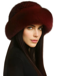 Thumbnail for Genuine Real Natural Knitted Mink Fur Hat Cap Luxury Women's Knit Fashion Winter Headwear Warm Real Fox Fur Hats