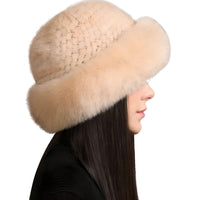 Thumbnail for Genuine Real Natural Knitted Mink Fur Hat Cap Luxury Women's Knit Fashion Winter Headwear Warm Real Fox Fur Hats -, Hats , Drestiny , Australia, Black, Brown, Canada, Dark Brown, Grey, Hats, Light Brown, Light Grey, New Zealand, Pink, Silver, Tan, United Kingdom, United States, White, Wine Red , Drestiny , www.shopdrestiny.com