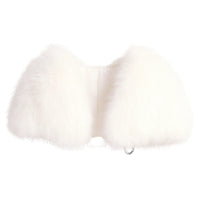 Thumbnail for Close-up of a white ostrich fur shawl with a water droplet on a white background