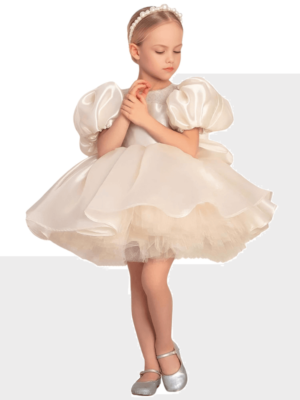Shop Dresses for Kids at Drestiny for this stunning Satin & Tulle Princess Ball Gown for kids. Get free shipping and let us cover the tax! Discounts up to 50% off now for kid's dresses.