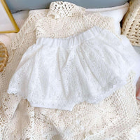 Thumbnail for Girl's Summer Clothing Set - Hollow Lace Sleeveless Shirt & Shorts 2Pcs Set -, Sets , Drestiny , 12M, 18M, 2T, 3T, 4T, 5T, 6T, Australia, Canada, Girls, New Zealand, Short Sets, Shorts, Skirt Sets, Skirts, Sleeveless, TD, United Kingdom, United States, White , Drestiny , www.shopdrestiny.com