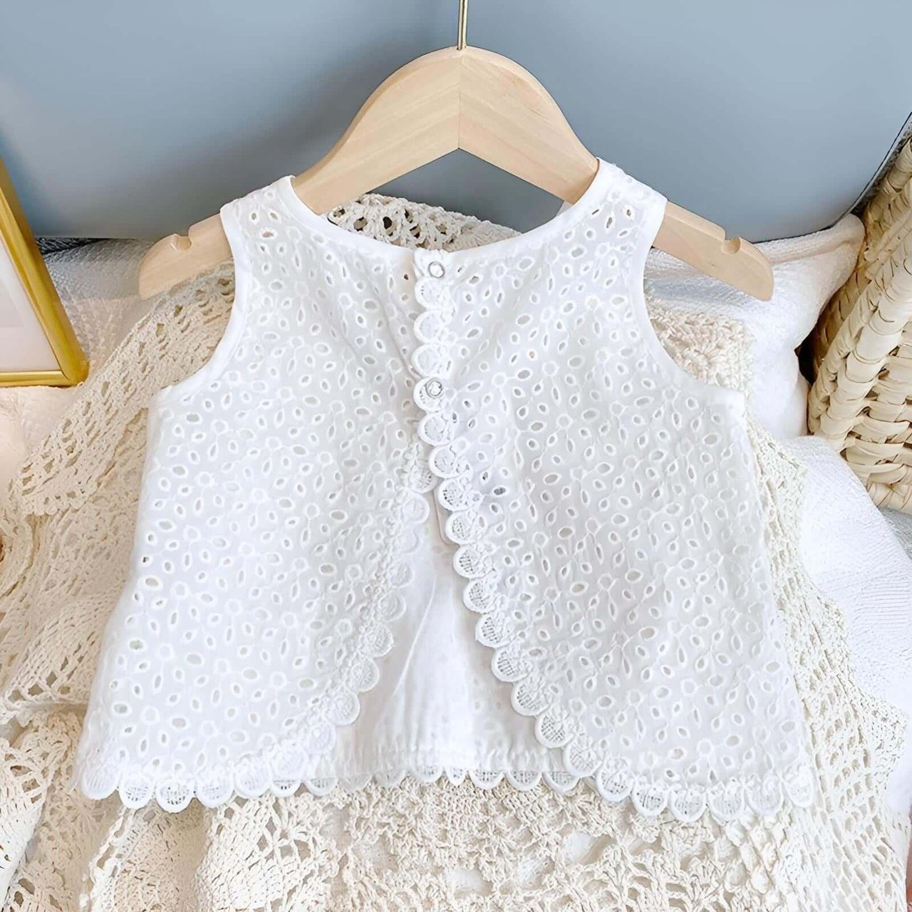 Girl's Summer Clothing Set - Hollow Lace Sleeveless Shirt & Shorts 2Pcs Set -, Sets , Drestiny , 12M, 18M, 2T, 3T, 4T, 5T, 6T, Australia, Canada, Girls, New Zealand, Short Sets, Shorts, Skirt Sets, Skirts, Sleeveless, TD, United Kingdom, United States, White , Drestiny , www.shopdrestiny.com