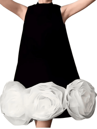 Thumbnail for Girl's 3D Flower Dress Infant Toddler Teens Child Vintage Silk Party Pageant Birthday Dress 1-12Y, Drestiny, Dresses, Knee Length Dresses, Sleeveless, Black, White, Black and White, 12M, 18M, 3T, 3Y, 5T, 5Y, 7T, 7Y, 10Y, 12Y, United States, USA, Canada, Australia, New Zealand, United Kingdom, UK, 3D flower girl dress, floral applique dress girl, girls dress with 3D flowers, silk 3D flower dress girl, shopdrestiny.com
