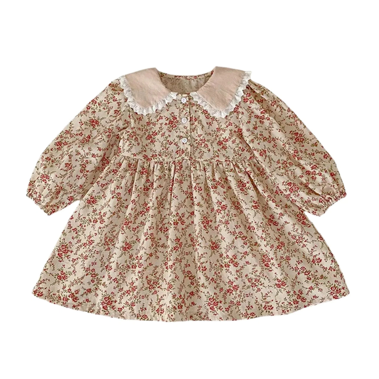 Sweet Girl's Long-Sleeve Vintage Dress Baby Girls Doll Collar Dress Children's Dress, Drestiny, Dresses, Midi Dresses, Long Sleeves, 2T, 3T, 4T, 5T, 6T, United States, USA, Canada, Australia, New Zealand, United Kingdom, UK, girls vintage dress, long sleeve girls dress, prairie dress for girls, girls cottagecore dress, girls floral dress long sleeve, vintage style dress girls, long sleeve girls frock, children's prairie dress, girls smocked dress long sleeve, brown, blue, red, white, shopdrestiny.com