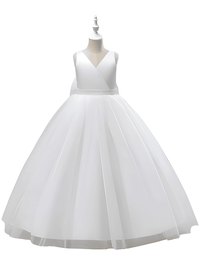 Thumbnail for Girl's Long White Dresses For Weddings, Formal Evenings, Birthday Parties or Kid's First Communion -, Dress , Drestiny , 10, 10T, 12, 12T, 2T, 4T, 6T, 8T, Australia, Dark Blue, Dark Pink, Dark Red, Dresses, Girls, New Zealand, Sleeveless, TD, United Kingdom, United States, White , Drestiny , www.shopdrestiny.com