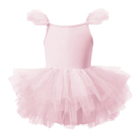 Thumbnail for Light pink ballet tutu dress with pom pom straps on a white background