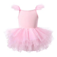 Thumbnail for Pink ballet tutu dress with pom pom straps on a white background