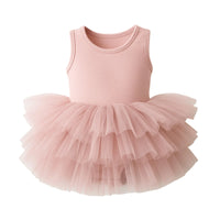 Thumbnail for Girls pink sleeveless ballet tutu dress on a white background