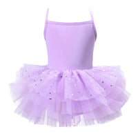 Thumbnail for Purple glitter ballet tutu dress with thin straps on a white background