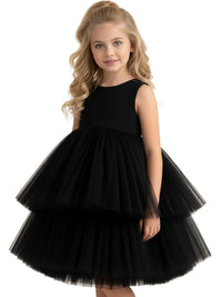 Thumbnail for Girls Tiered Tulle Dress Formal Dress For Wedding Birthday Kids Christmas Ceremonies Dresses For Girls Lace Tutu Flower Girls Dress